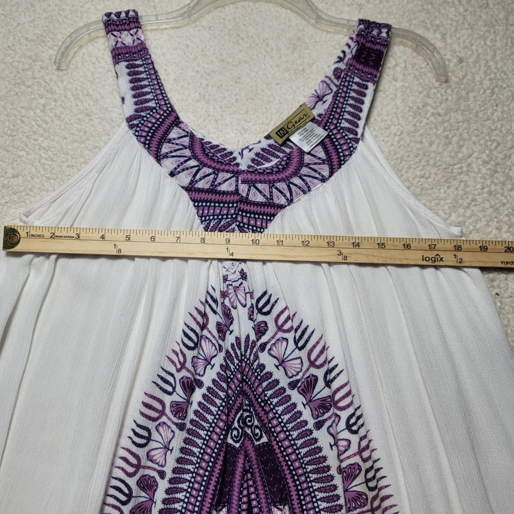 In Gear Women Purple White Dashiki Print Rayon Cover Up Mini Dress IRD305 OSFM - Picture 7 of 10